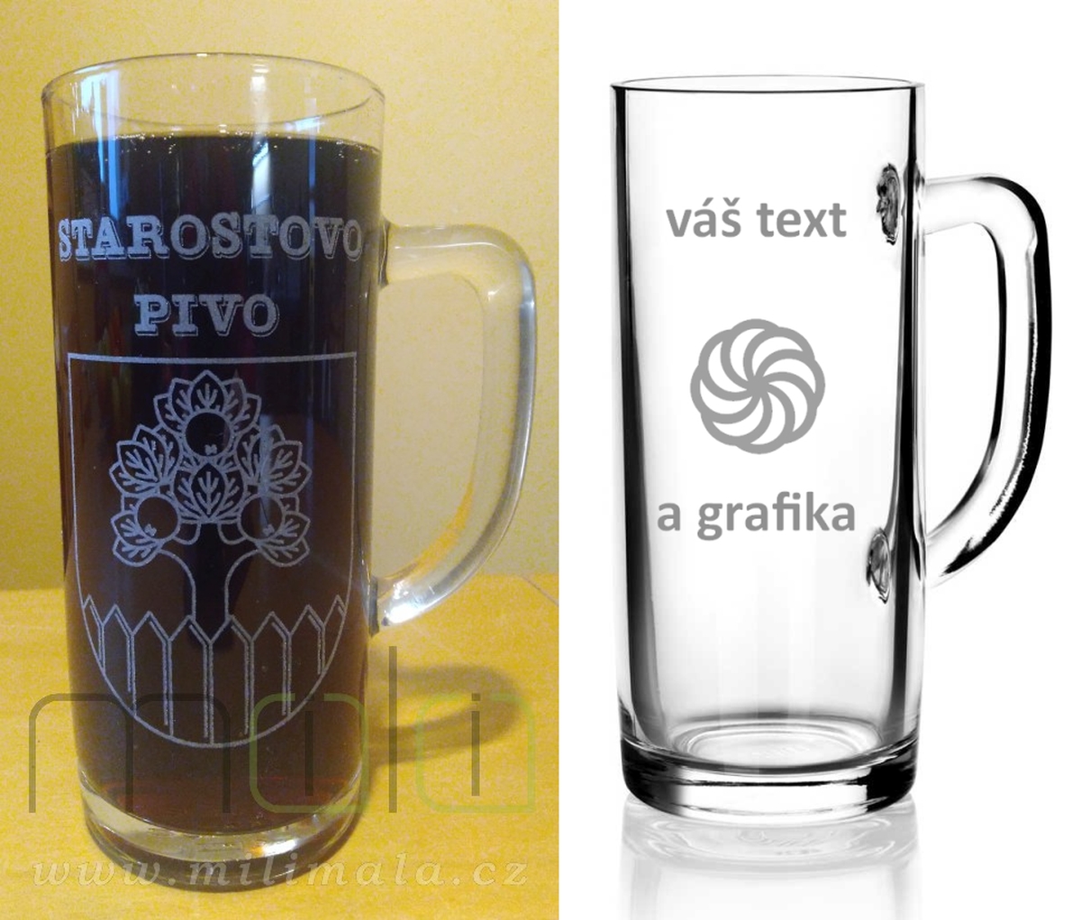 Gravírovaný půllitr vysoký s grafikou