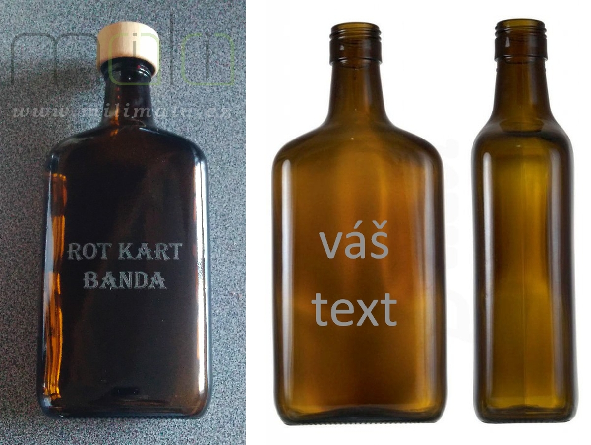 Láhev "Amareto" 0,7 hnědá - s nápisem