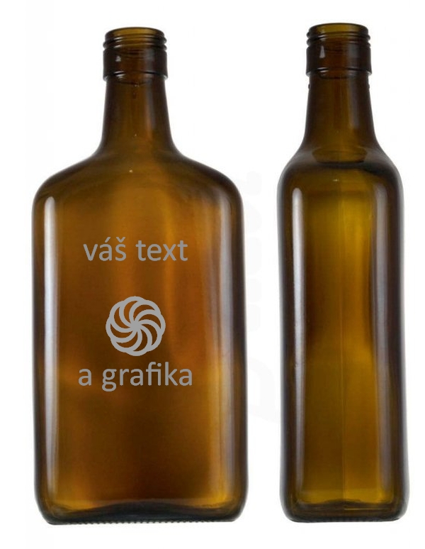 Láhev "Amareto" 0,7 hnědá - s grafikou