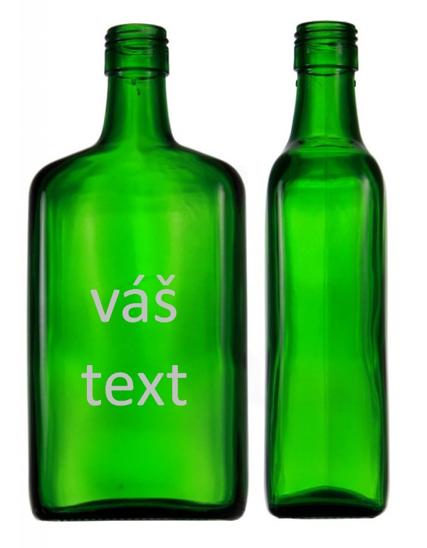 Láhev "Amareto" 0,7 zelená - s nápisem