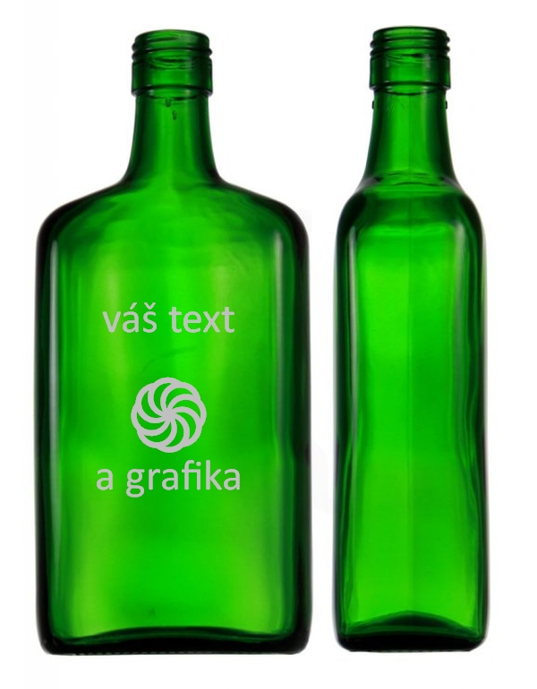 Láhev "Amareto" 0,7 zelená - s grafikou