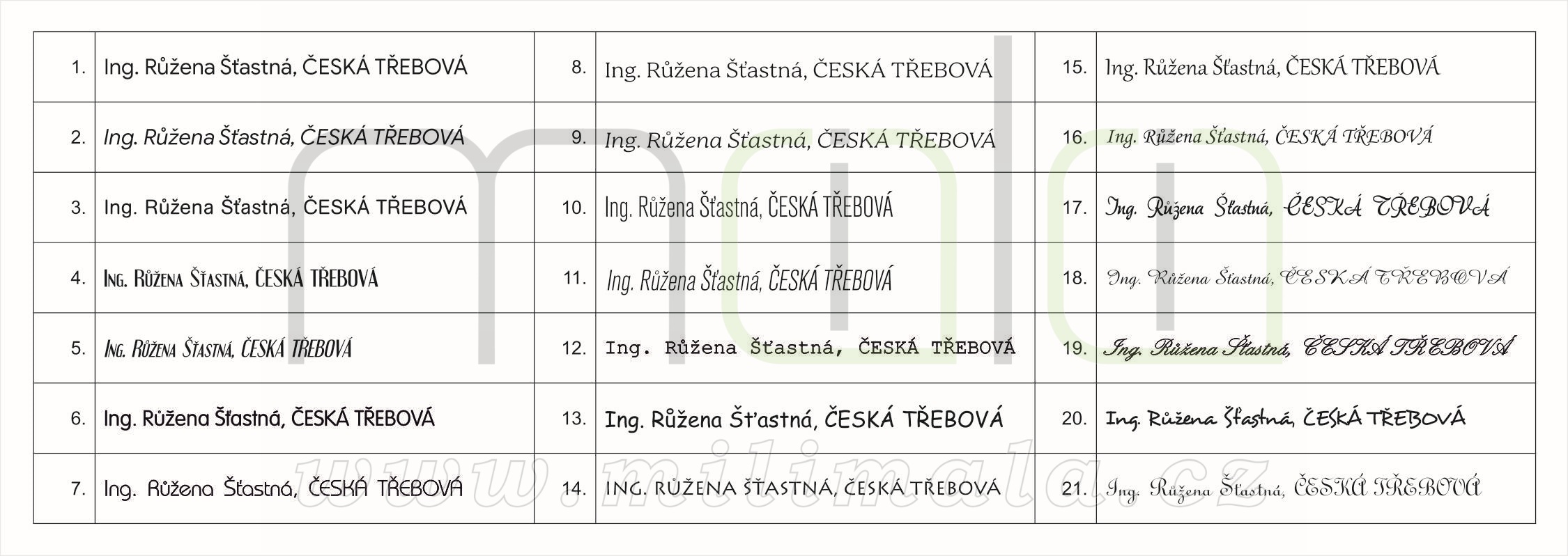 Propiska s vlastním textem od 15 ks