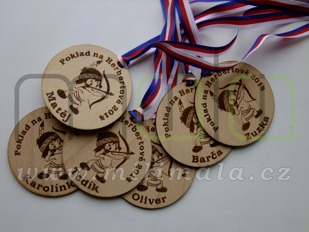 Dřevěná medaile 6cm se stuhou - grafika