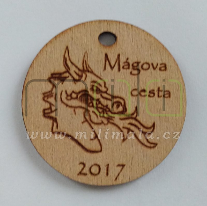 Dřevěná MINI medaile 4,5cm s provázkem - grafika
