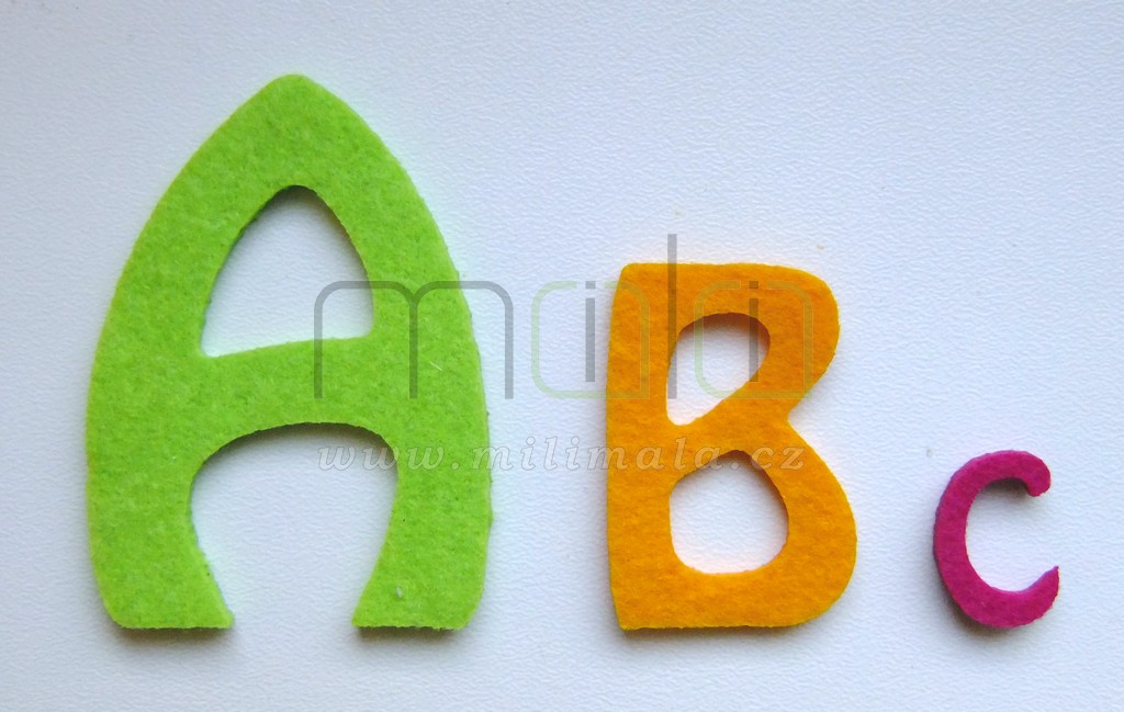 Filcová písmenka, číslice, znaky - tl. 3 mm - Typ 08 - 1 ks