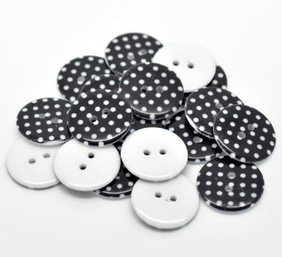 Plastový knoflík 18 mm - PUNTÍK ČERNÝ