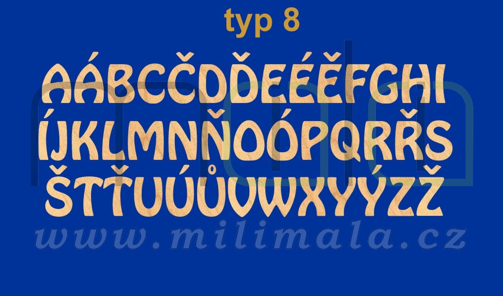 Dřevěná písmena, číslice - 3 mm bříza - Typ 08 - 1 ks