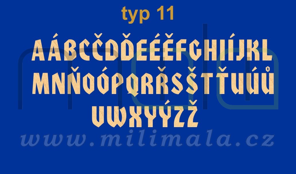 Dřevěná písmena, číslice - 3 mm bříza - Typ 11 - 1 ks