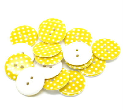 Plastový knoflík 18 mm - PUNTÍK ŽLUTÝ