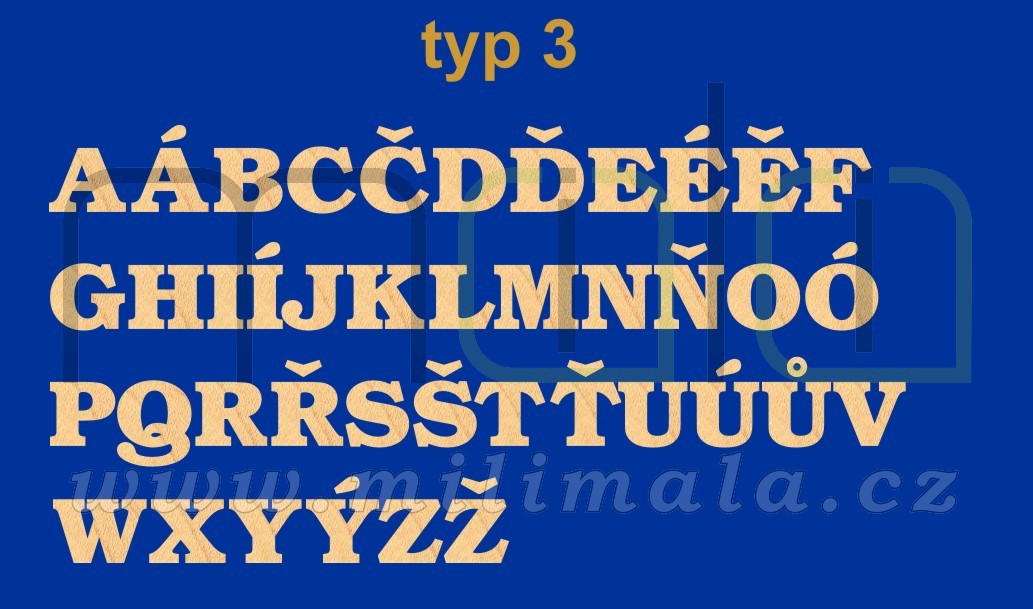 Dřevěná písmenka barevná Typ 03 - 1 ks