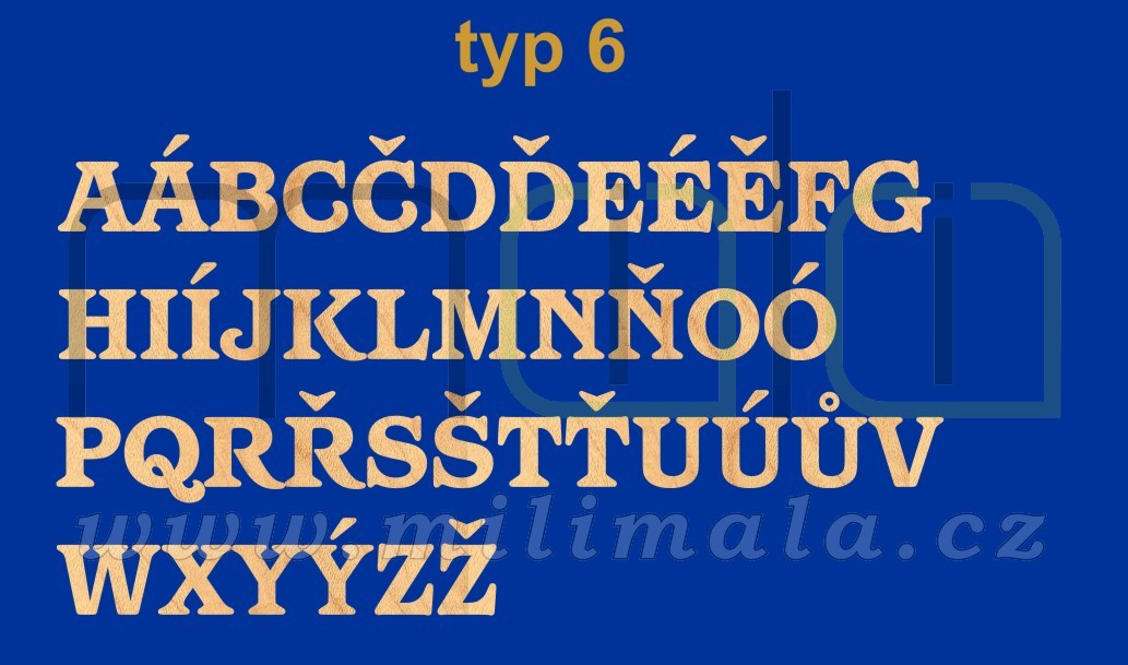 Filcová písmenka, číslice, znaky - tl. 3 mm - Typ 06 - 1 ks