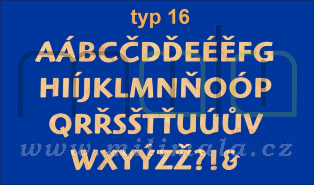 Dřevěná písmena, číslice - 3 mm bříza - Typ 16 - 1 ks