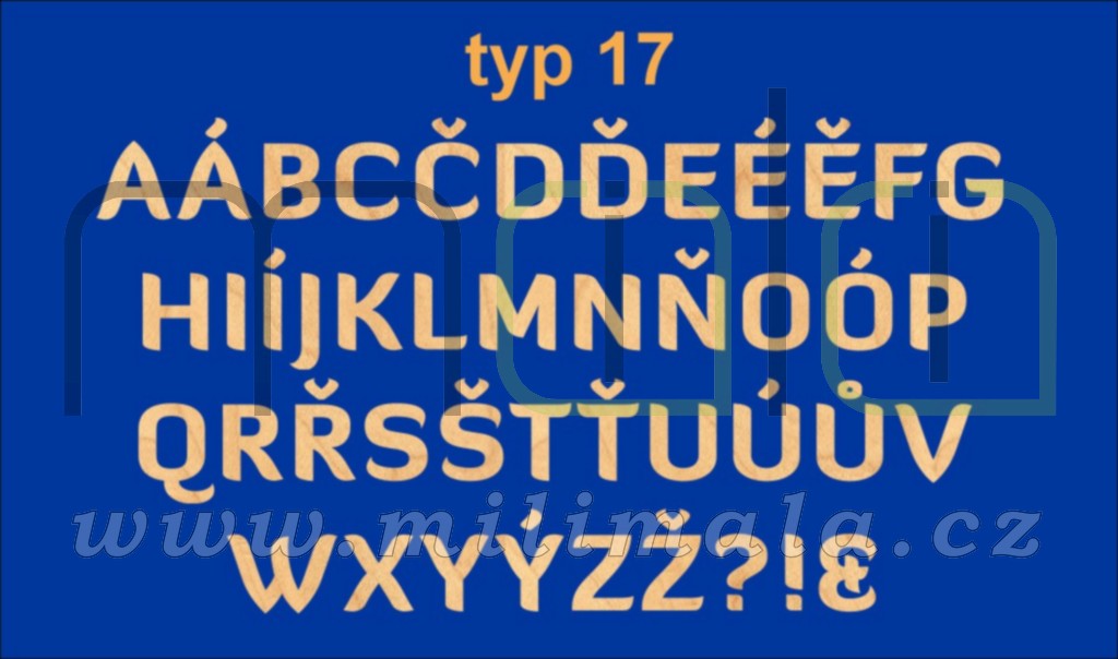 Dřevěná písmena, číslice - 3 mm bříza - Typ 17 - 1 ks