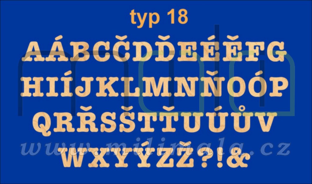 Dřevěná písmena, číslice - 3 mm bříza - Typ 18 - 1 ks
