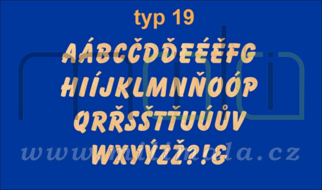 Dřevěná písmena, číslice - 3 mm bříza - Typ 19 - 1 ks