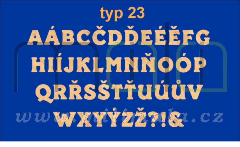 Dřevěná písmena, číslice - 3 mm bříza - Typ 23 - 1 ks