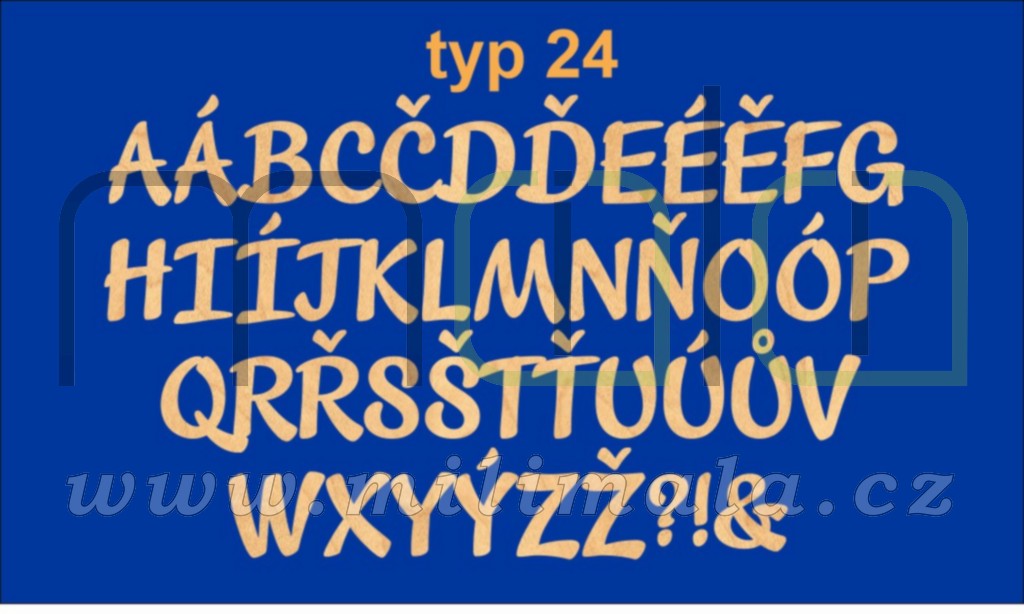 Dřevěná písmena, číslice - 3 mm bříza - Typ 24 - 1 ks
