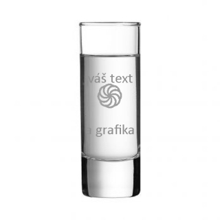 Gravírovaný vysoký kolmý panák 5 cl s grafikou