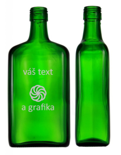 Láhev "Amareto" 0,7 zelená - s grafikou